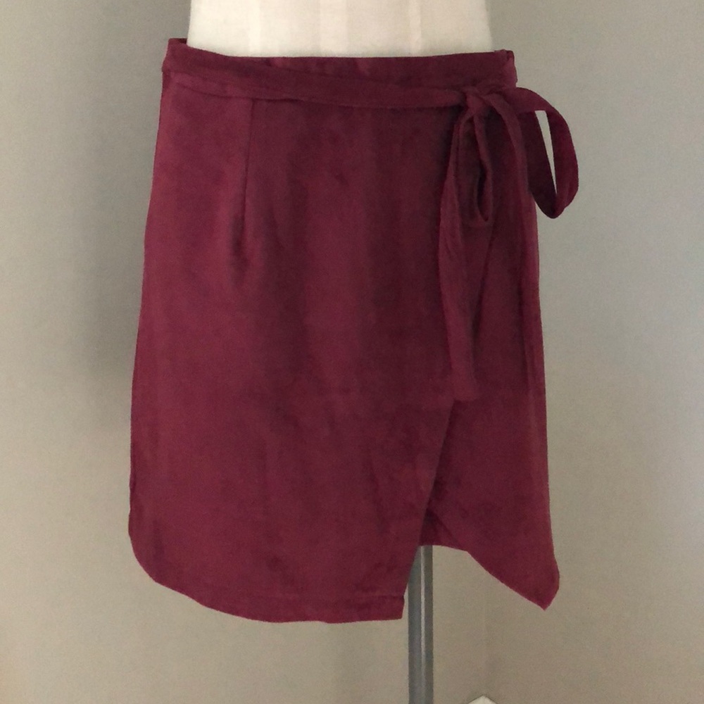 Faux Suede Wrap Skirt